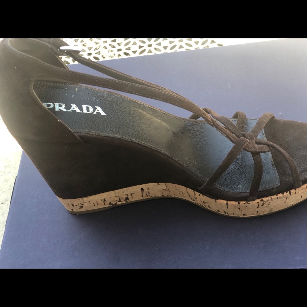 Prada Brown Wedge Sandals - Picture 4 of 8